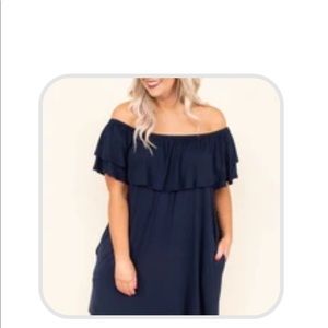 Navy knit dress with pockets 3X